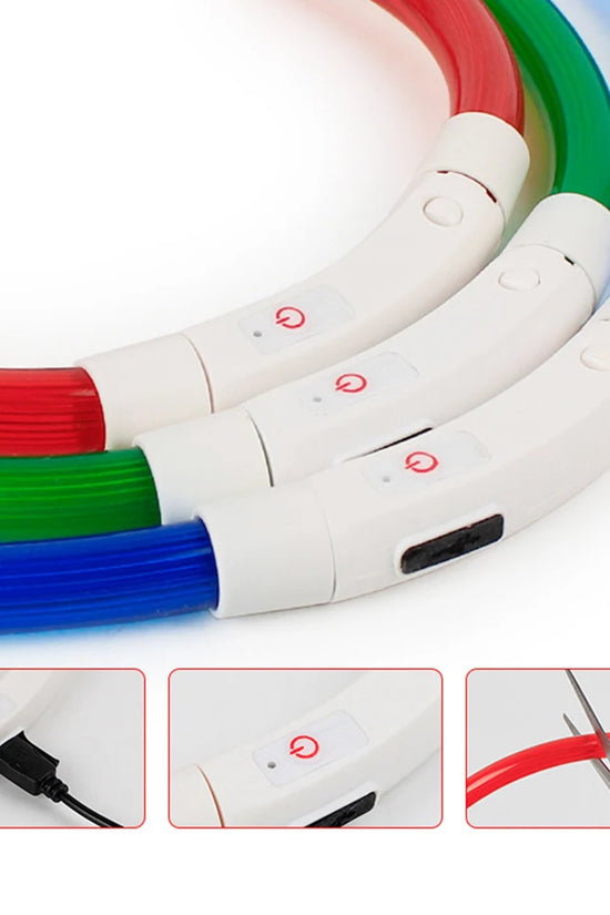 Glow Dog Collars Rechargeable LED Night Flashing Luminous USB Charging Pet Dog Puppy Neck Collar Light S M L Size