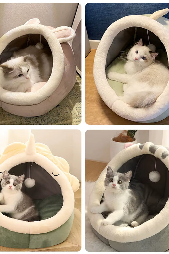 Deep Sleep Cat Bed Cartoon Pet Bed Foldable Removable Washable Pet Sleeping Bed for Small Dog Mat Bag Cave Cats Bed