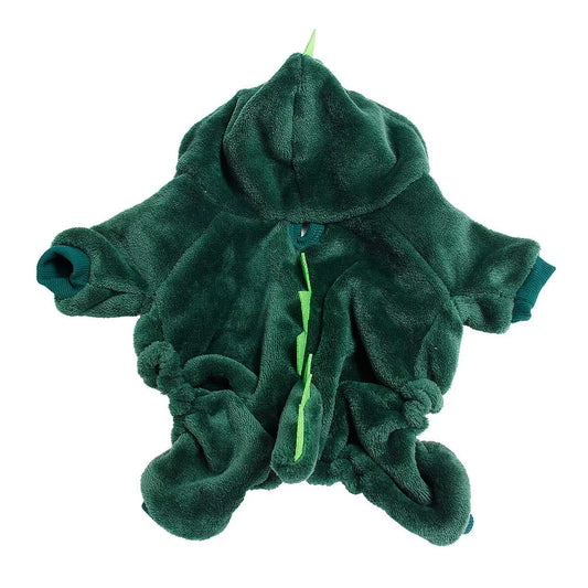 Dinosaurier Hoodie für Hunde & Katzen – Weicher Korallfleece-Pulli mit Kapuze und Schwanz