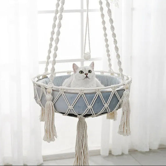 Winter Pet Hammock Cat Swing Hand Woven Cotton Rope Cats Hanging Basket Kitten Hanging String Den Indoor Pend Nest Pet Supplies